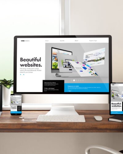 3d,Rendering,Of,Computer,,Notebook,,Tablet,And,Smartphone,Showing,Website
